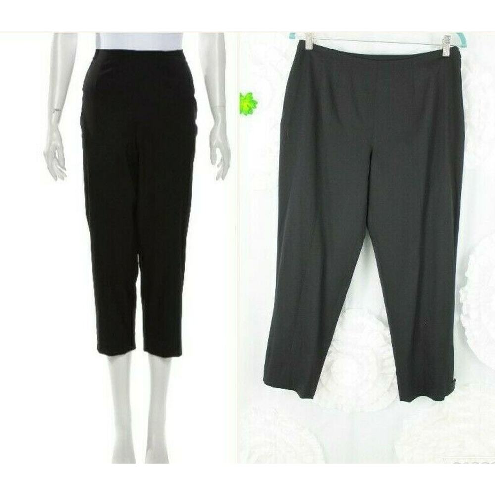 eskandar Wool Blend Black Cropped Pants Side Zip Button Tab Hem Detail Size 2